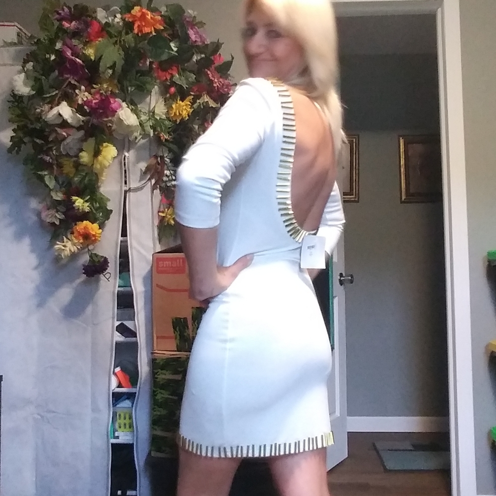NWT white backless mini dress